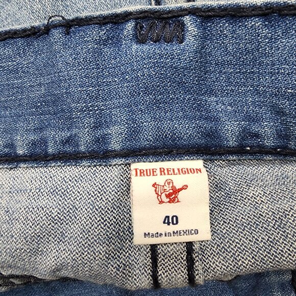 True Religion Jeans Men 40x33 Rocco Relaxed Slim Flap Pockets Denim Pants blue - Picture 9 of 9